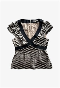 Vintage Y2K Women's Nanette Lepore Polka Dot Blouse