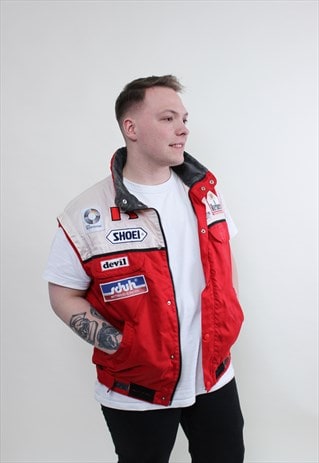 Vintage 90s racing vest, motorsport jacket LARGE size 