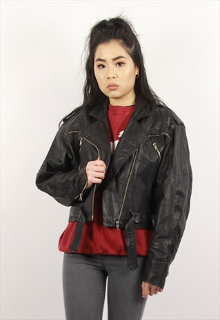 VINTAGE LEATHER BLACK BIKER JACKET