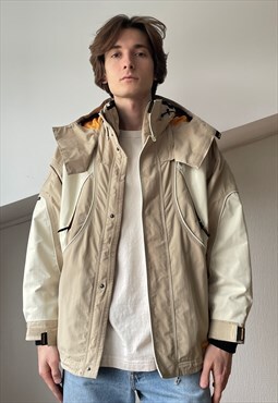 Vintage OAKLEY Jacket Shell Snowboard Coat Beige 2000