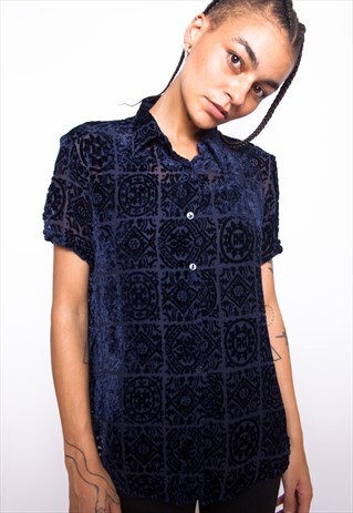 VINTAGE 90S VELVET PATTERN SHIRT ID:A248