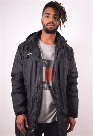 NIKE MENS VINTAGE PADDED JACKET LARGE BLACK 90S