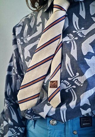 80S VINTAGE HERMES REGIMENTAL TIES