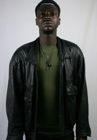 MENS VINTAGE LEATHER JACKET COAT LARGE EAST LONDON CAFE 60'S