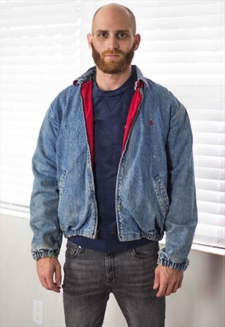 VINTAGE POLO RALPH LAUREN DENIM HARRINGTON JACKET S 33.3