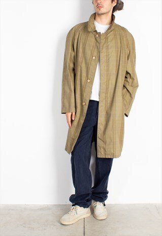 MEN'S THE CASTLE GREIGE CHECKED TRENCH