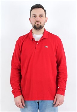 Polo Long Sleeve Shirt Cotton Pullover FR 7 Casual Red Top