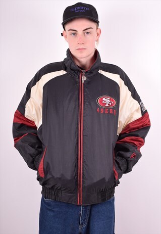 PRO PLAYER MENS VINTAGE NFL SF 49ERS JACKET MEDIUM BLACK 90'