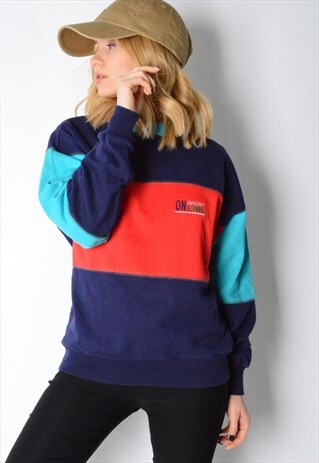 VINTAGE 90S COLOUR BLOCK SWEATSHIRT PETITE