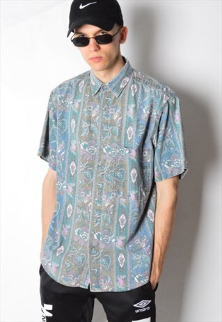 VINTAGE 80S FLOWER SHORT SLEEVE SHIRT