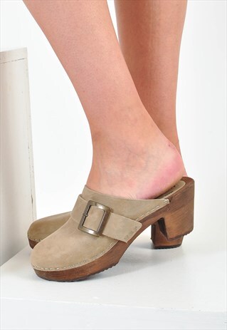 VINTAGE 90'SSUEDE LEATHER CLOGS