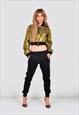 CROPPED METALLIC GOLD BOMBER JACKET