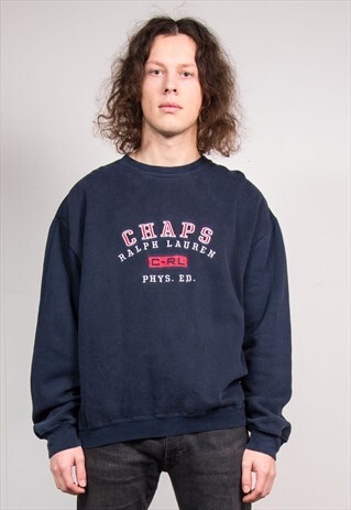 90'S VINTAGE RALPH LAUREN CHAPS NAVY SWEATSHIRT JUMPER