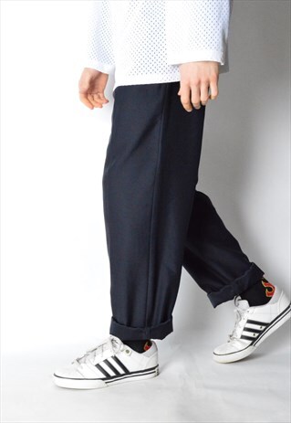 VINTAGE 90S NAVY BLUE/BLACK WOOL BLEND PANTS