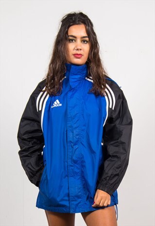 ADIDAS VINTAGE 90'S BLUE & BLACK WINDBREAKER CAGOULE JACKET