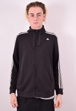 ADIDAS MENS VINTAGE TRACKSUIT TOP JACKET XL BLACK 90S