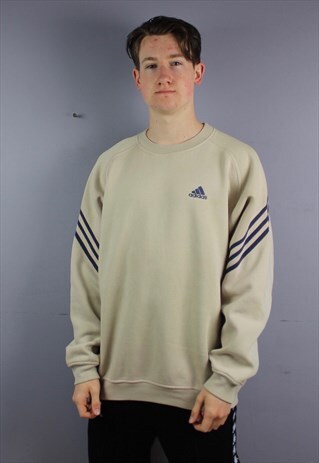 VINTAGE ADIDAS SWEATSHIRT IN BROWN WITH EMBROIDERED LOGO. SI