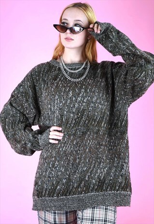 VINTAGE 90S KNIT JUMPER BROWN GREYISH
