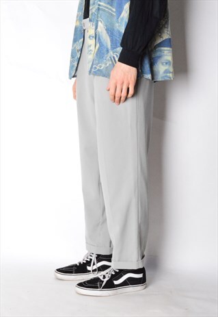 VINTAGE 80S OLIVE GREY WOOL BLEND PANTS