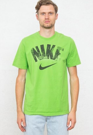 90S VINTAGE GREEN NIKE CREW NECK LOGO T-SHIRT