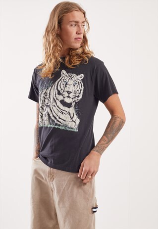 VINTAGE WHITE TIGER GRAPHIC T-SHIRT