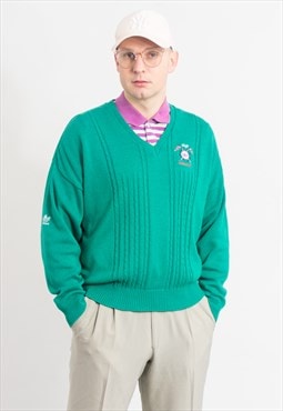Adidas vintage Golf sweater in green V neck men