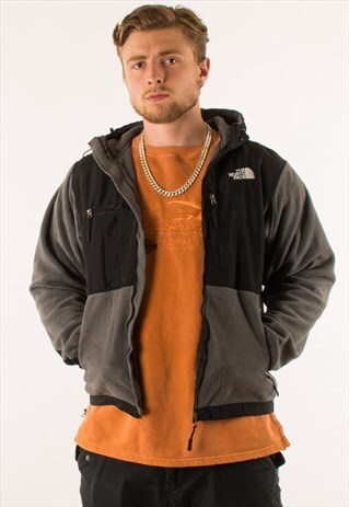 VINTAGE GREY THE NORTH FACE FULL ZIP HOODED DENALI FLEECE