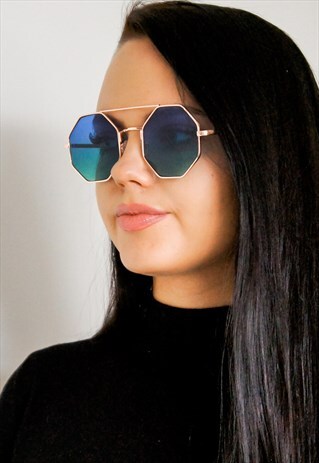 HEXAGON BLUE OMBRE SUNGLASSES