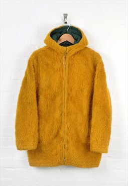Vintage Sherpa Fleece Hooded Jacket Mustard Ladies Medium