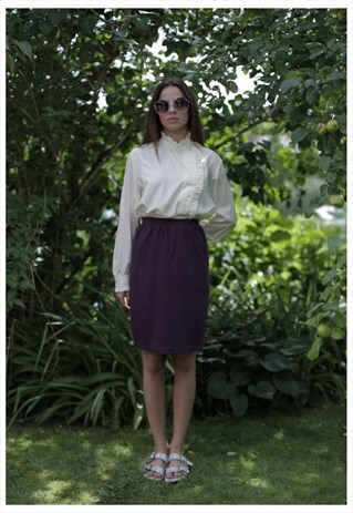 VINTAGE 90'S MIDI PURPLE COTTON PENCIL SKIRT