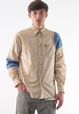 VINTAGE MOSCHINO 90S BEIGE BLUE LONG SLEEVE