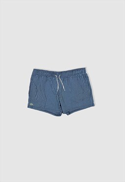 Vintage 90s Lacoste Stripe Swim Shorts in Turquoise
