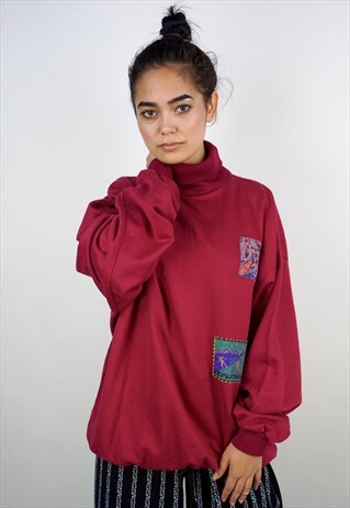 VINTAGE 90'S PULLOVER ROLL NECK SWEATSHIRT