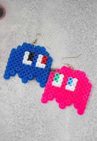 PAC MAN HANDMADE HAMA BEADS EARRINGS