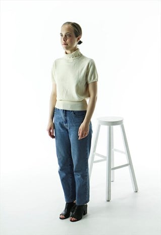 BEIGE TURTLENECK SWEATER / VINTAGE COMFY SWEATER