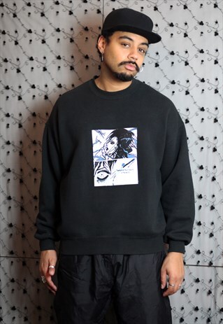 REWORKED REZINA CUSTOMISED MANGA PRINT SWEATSHIRT