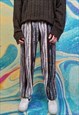 CONTRAST STRIPE JOGGERS THIN ABSTRACT PATTERN OVERALLS BROWN