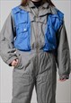VINTAGE 80S HIGH NECK GREY AND BLUE FULL SKI SNOW SUIT EU40