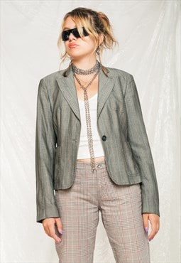 Vintage Sisley Blazer Y2K Preppy Jacket in Silver