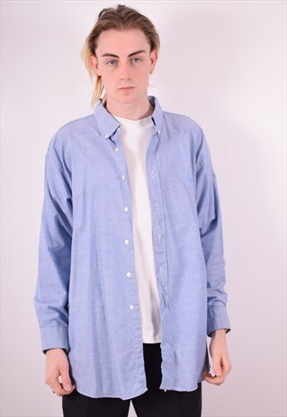 RALPH LAUREN CHAPS MENS VINTAGE SHIRT XL BLUE 90S