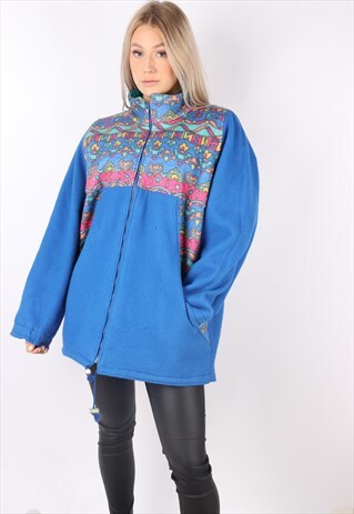 VINTAGE AZTEC FLEECE JUMPER JACKET SWEATER OVERSIZED XL