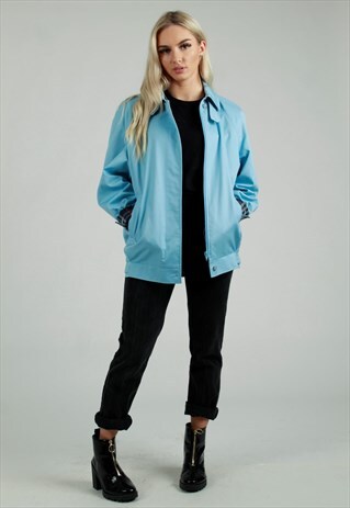 1980S BURBERRYS OF LONDON BABY BLUE GOLFER HARRINGTON JACKET
