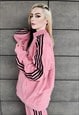 SOFT FLEECE TRACK TOP PASTEL THREE STRIPE JACKET PASTEL PINK