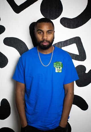 SHORT SLEEVE BROCCOLI T-SHIRT IN ROYAL BLUE