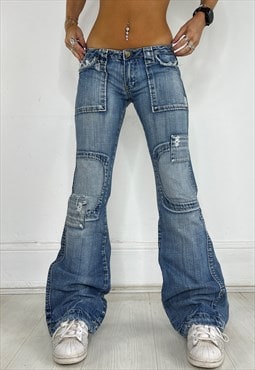 Vintage Y2k Jeans Cargo Utility Low Rise Flare Bootcut 90s 