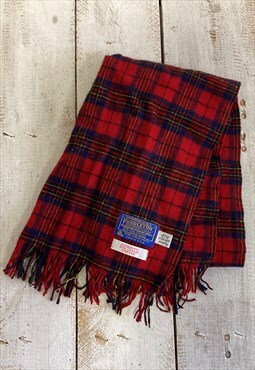 Virgin Wool Plaid Authentic Red Leslie Tartan Scarf made USA