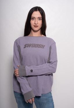 Vintage Nike Swoosh Spellout Purple Sweatshirt Pullover