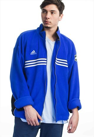 VINTAGE ADIDAS LOGO FLEECE JACKET 90S L 27.2
