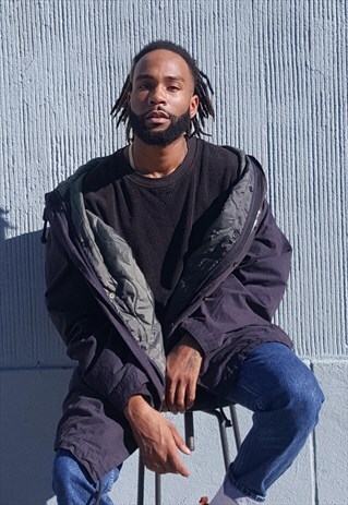 90S HERITAGE CLASSIC BLUE QUILTED LINED PARKA XL