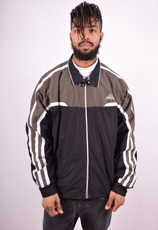 ADIDAS MENS VINTAGE TRACKSUIT TOP JACKET XL BLACK 90'S